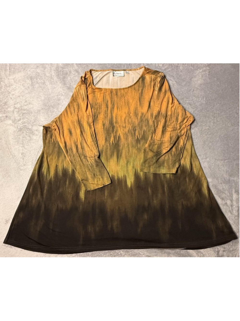 LINEA By Louis Dell'Olio Tunic Top Brown Tan Black Ombre Liquid Plus 2XL